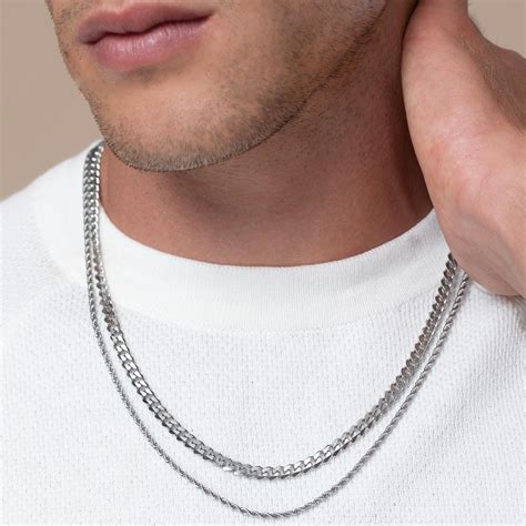 Silver Cuban Link + Rope Chain Stack - Etsy | Mens silver chain ...