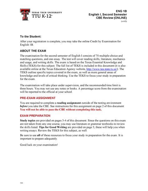 ENG 1B CBE Review v - Its a - ENG 1B English I, Second Semester CBE ...