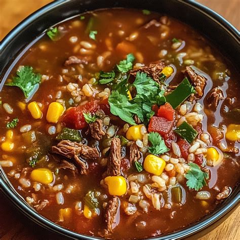 Mexican Beef and Rice Soup - skilledcooks