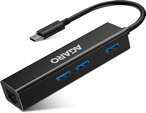 AGARO USB C to Ethernet Adapter, 4-in-1 RJ45 to USB C Thunderbolt 3 ...