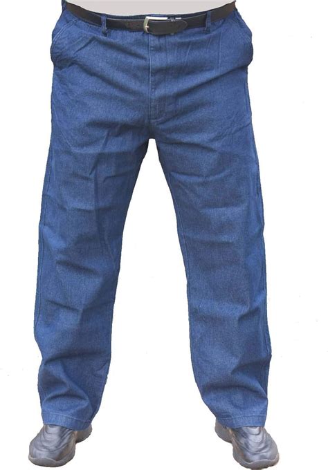 The Senior Shop Men's Full Elastic Waist Denim Jeans with Loops, Zipper ...