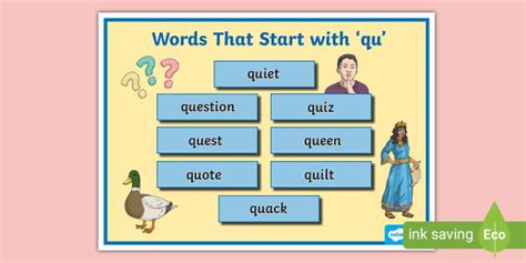 Words That Start with 'qu' Display Poster (Teacher-Made)