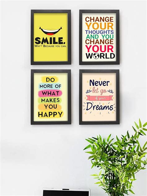 Buy | Set of 4 Quotes Printed Wall Art Hanging Posters for Living Room ...