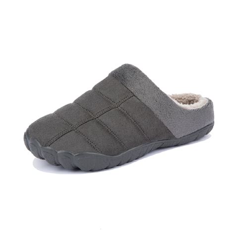 Men's Wide Toe Slippers with Soft Wool-Like Lined Suede Winter Warm ...
