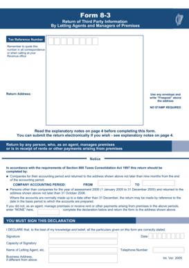 Form 8-3 - 2005 - Return Of Third Party Information By Letting Agents ...
