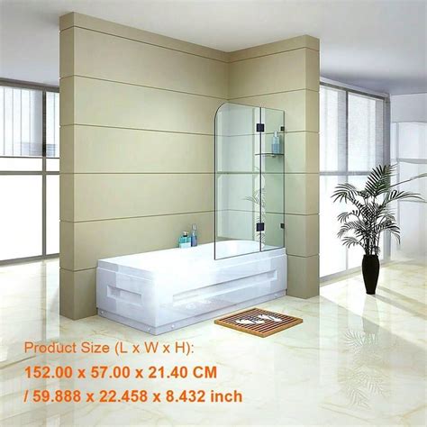 100cm Frameless Black Glass Bath Screen With Stainless Steel Brackets ...
