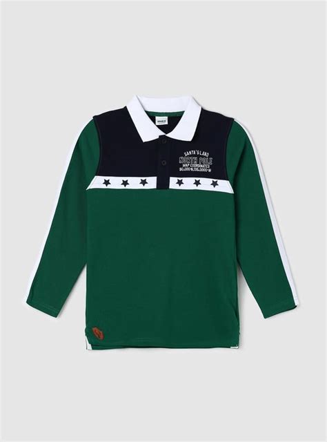 Buy Boys Printed Full Sleeves Regular Fit Polo T-shirt Online at just ...