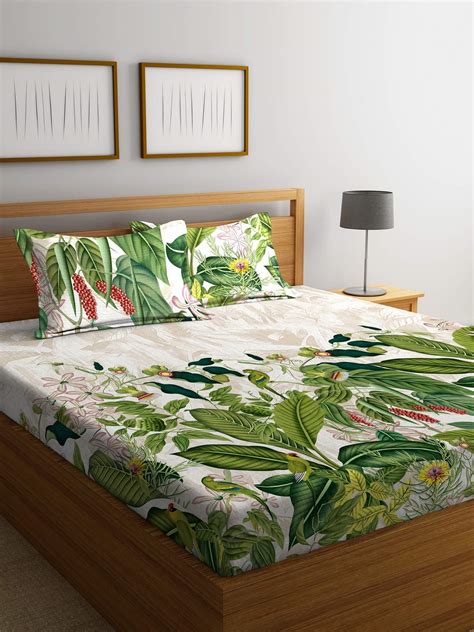 Buy Portico New York Rain Forest Printed Cotton 210 TC Super King Size ...
