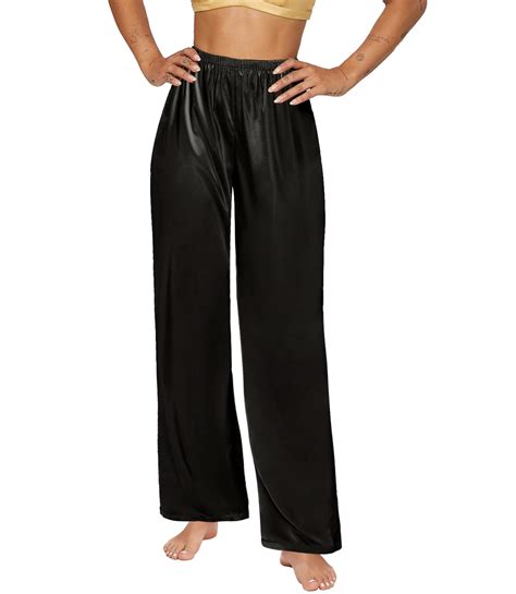 SWOMOG Women's Silk Satin Pajama Pants Longs Silky Sleep Pants ...