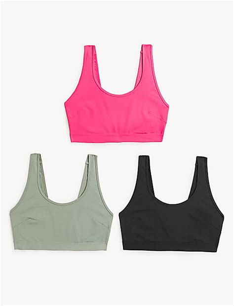Buy 3pk Non Wired Crop Tops at Marks & Spencer