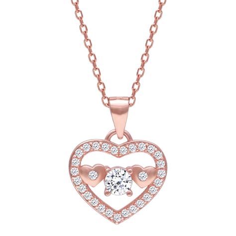 GIVA 925 Silver Rose Gold Anushka Sharma Love Heart Necklace with Link ...