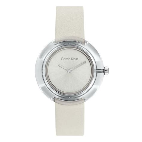 Buy Calvin Klein Circular Transparent Resin Quartz White Round Dial ...