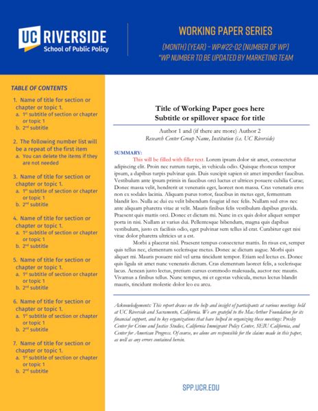 Image result for Working Paper Example