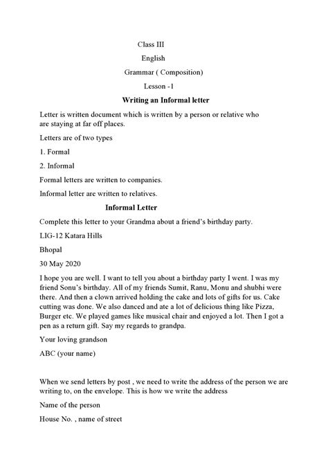 Informal Letter Format Example 的图像结果