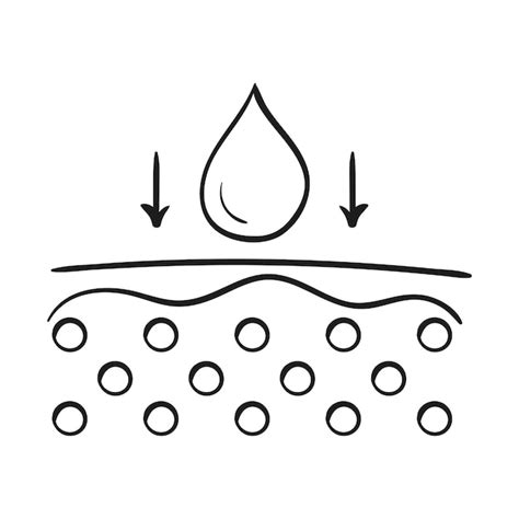 Symbol für die Hautfeuchtigkeitslinie Hautschichten mit Wassertropfen ...
