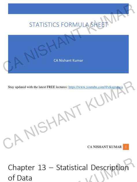 Image result for Statistics 1 Formula Sheet