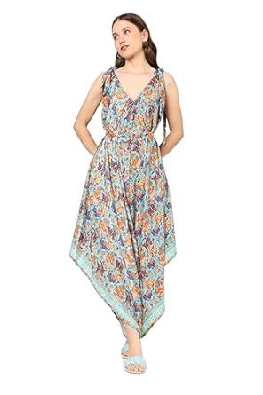 Buy Akiko Women's Multi Floral Printed Dhoti Style Drape Dress (Multi ...