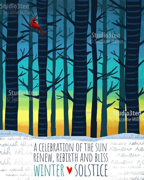 Winter Solstice Art Winter Solstice Print Cardinal in Tree - Etsy