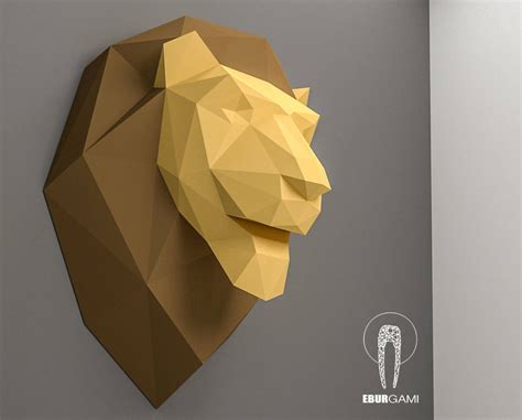 Lion Pepercraft Head Papercraft Trophy Pdf Kit 3D DIY King - Etsy India