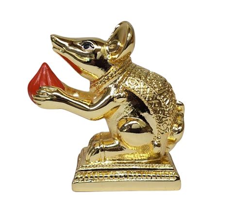 Gold Art India Gold-Plated Mushak (Mooshak) Mouse with Modak | Orange ...