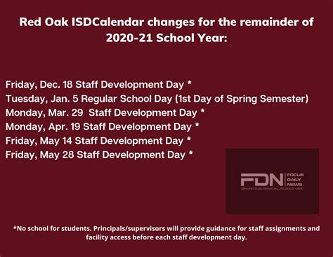 Red Oak Isd Calendar