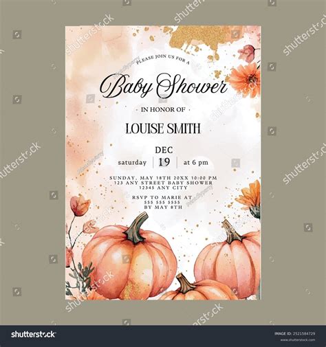 Autumn Pumpkin Baby Shower Invitation Stock Vector (Royalty Free ...