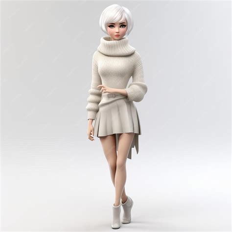 Knitted 3d Chloe Character With Short Hair On White Background ...