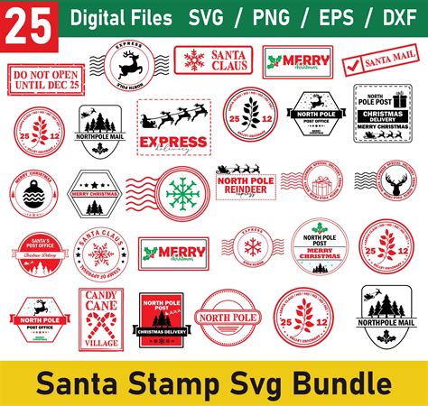 Christmas Stamps SVG Bundle, Santa Sack Svg, Reindeer Mail Svg, Santa ...