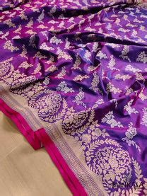 Shop Purple Pure Katan Silk Handloom Kadwa Weaved Banarasi Saree – BUNKALA