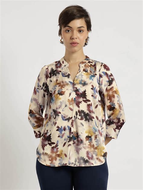 Buy White Satin Floral Top Online | FableStreet