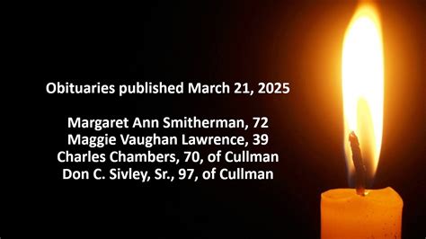 The Cullman Tribune - Obituaries published March 21, 2025 https://www ...