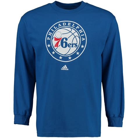 adidas Philadelphia 76ers Royal Full Primary Logo Long Sleeve T-Shirt