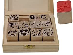 Teacher Grading Stamps - Stampmojis Jumbo Stamp Set - 12 Wood & Rubber ...