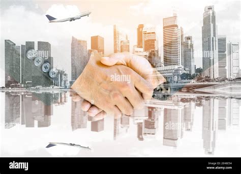 Business Handshake with Aeroplane Background Image 的图像结果