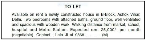 write an advertisement to be published in the classified of newspapers ...