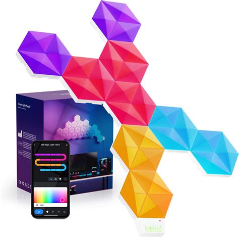 Smart Hexagon Light Panels, LED Wall Lights with RGB-IC, DIY Colors ...