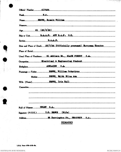 Ronald William Brown | Australian War Memorial