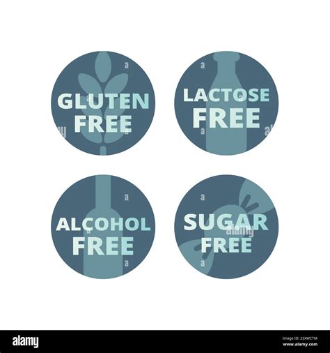 Gluten and lactose free vector label set. Alcohol and sugar free labels or sticker Stock Vector ... - gluten free diet and alcohol
