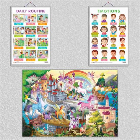 GIANT UNICORN COLOURING POSTER, EMOTIONS chart, and DAILY ROUTINE chart ...