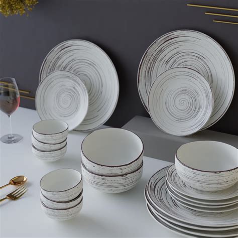 Buy The Earth Store Handcrafted Brown Spiral Ceramic Dinner Set, 21 ...