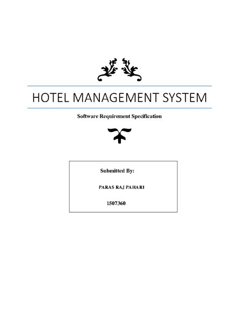 Hms - HMS - Software Requirement Specification Submitted By: PARAS RAJ ...