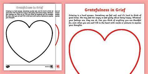 Gratefulness in Grief Worksheet
