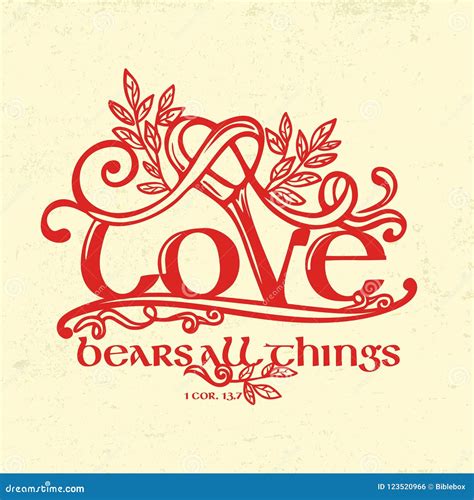 Biblical Illustration. Christian Typographic. Love Bears All Things, 1 ...