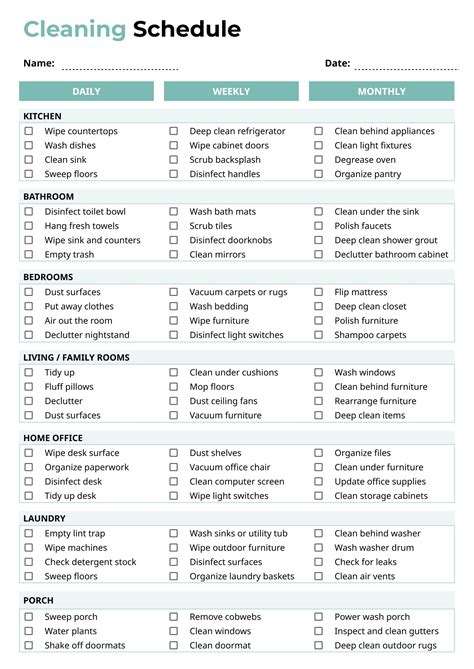 Cleaning Schedule Template - Google Docs | Word - Highfile