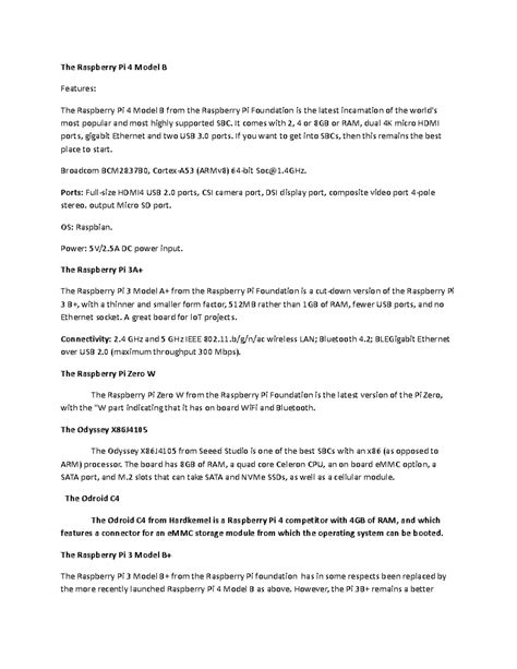 Electronics notes - The Raspberry Pi 4 Model B Features: The Raspberry ...