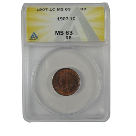 1907 Indian Head Cent MS 63 RB ANACS Penny Uncirculated SKU:I23018