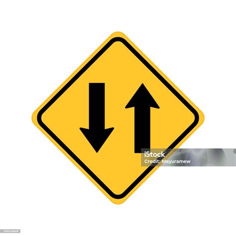 Two Way Road Sign Isolated On White Background Stock Illustration ...