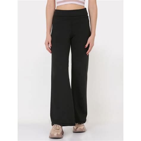 Buy EVERDION Black Flared High Rise Full Length Yoga Pants Online