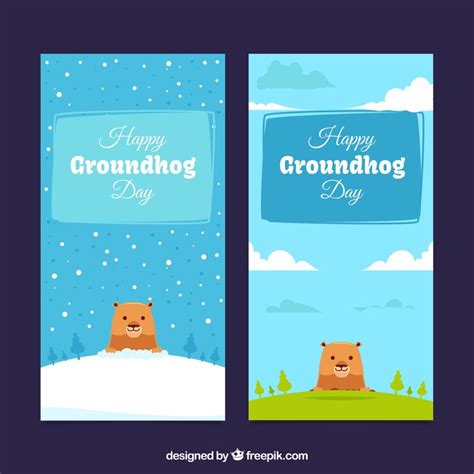 Nice groundhog day banners | Free Vector