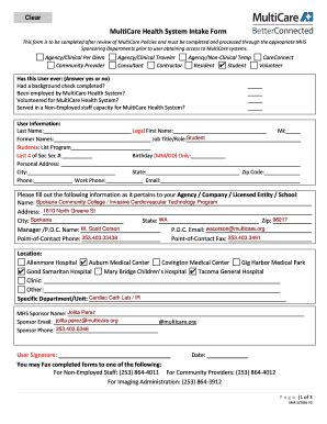 2019-2025 MultiCare Health System Intake Form Fill Online, Printable ...